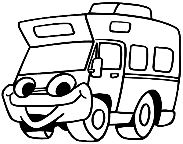 Motor-home with a smile vinyl sticker. Customize on line. Vacations Trips Attractions 051-0327